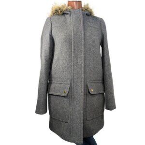 J.Crew Mercantile 00 Heathered Gray Vail Park Wool Blend Hooded Winter Coat